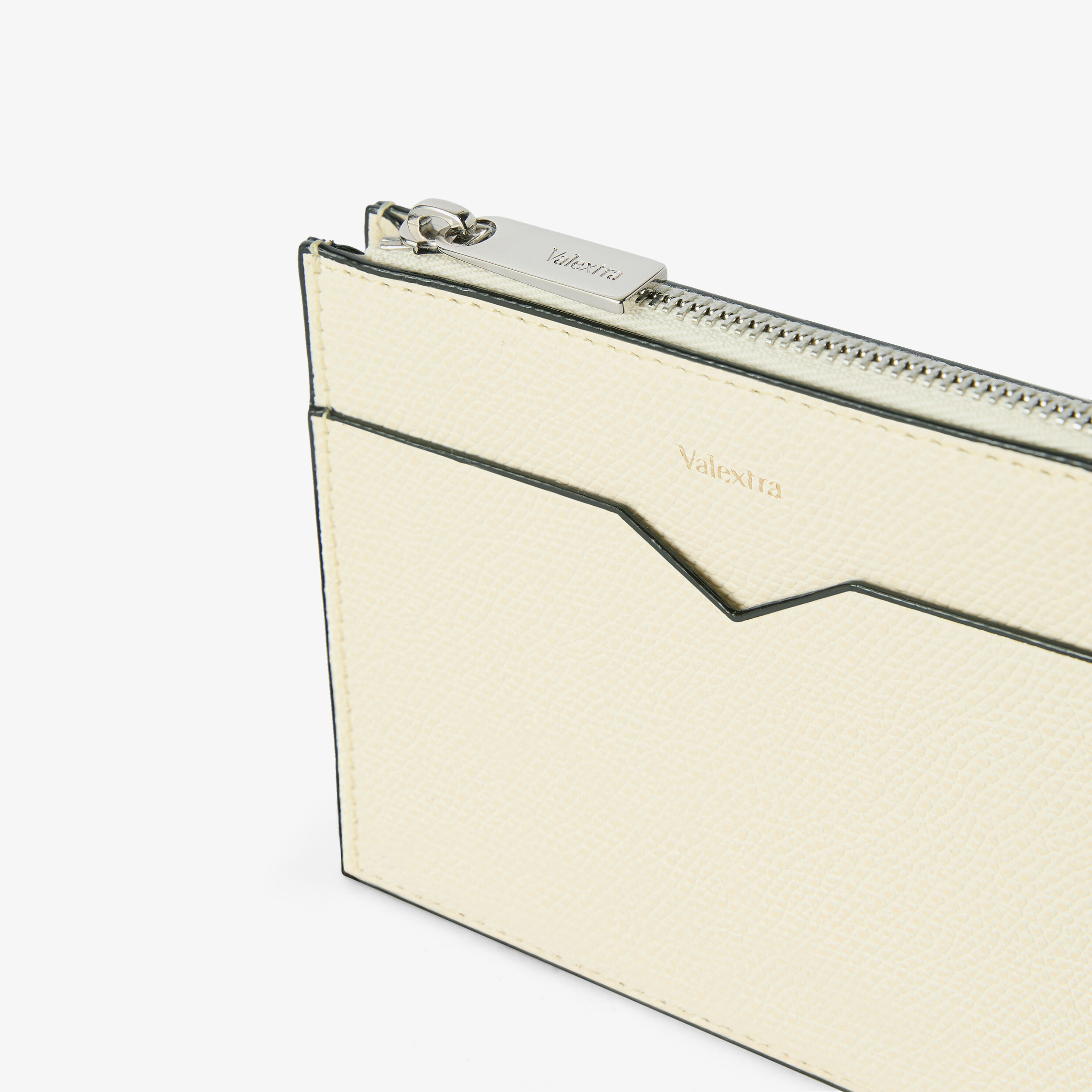 White Grained Leather Luxury Card Holder 8CC with Zip | Valextra