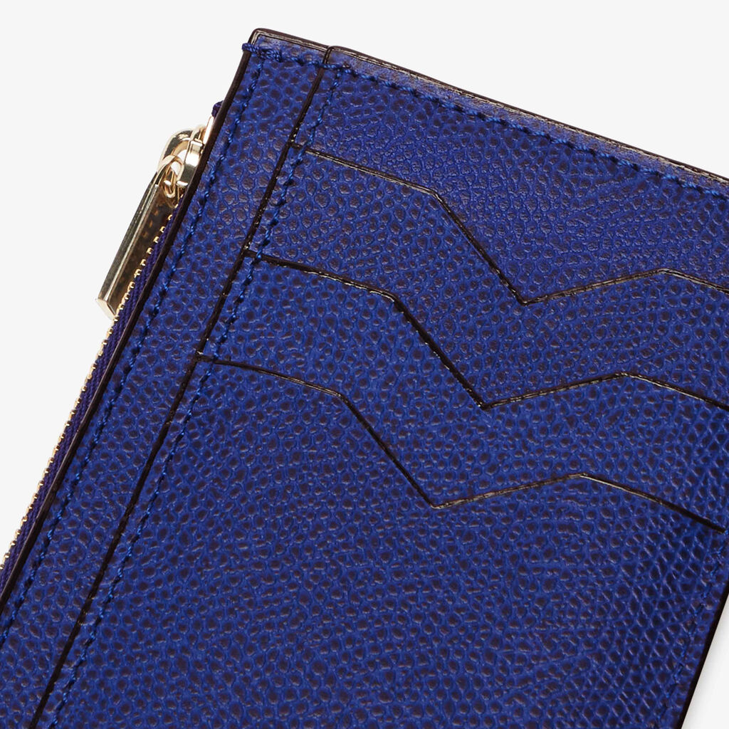 Card Holder 3CC with Zip - Royal Blue - Vitello VS - Valextra - 3