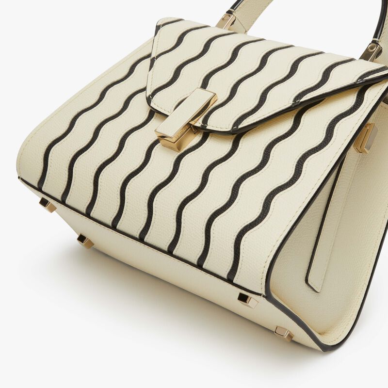 ISide Waves Top Handle Mini Bag - Pergamena White/Black - Millepunte calf leather - Valextra - 5