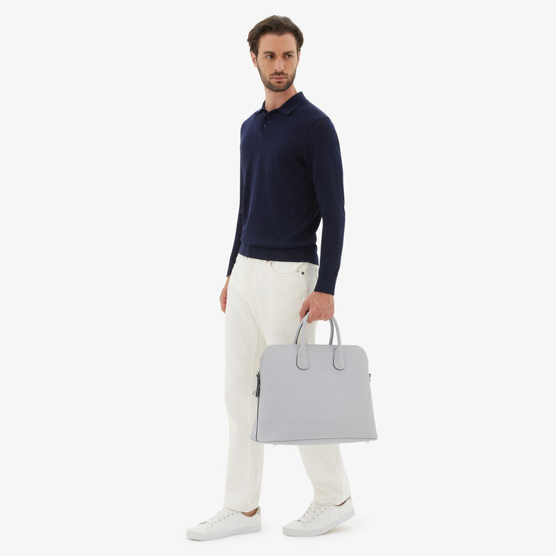 MyLogo Bowling Bag - Stone Grey - Millepunte calf leather - Valextra - 2