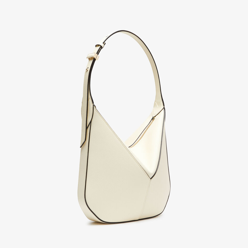 Borsa Hobo Vivi Mini - Bianco Pergamena - Vitello Millepunte Soft - Valextra - 4