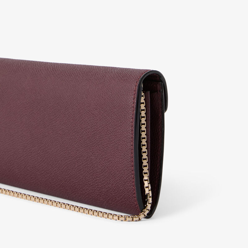 Iside Continental Purse with Chain - Claret Red - Millepunte calf leather - Valextra - 4