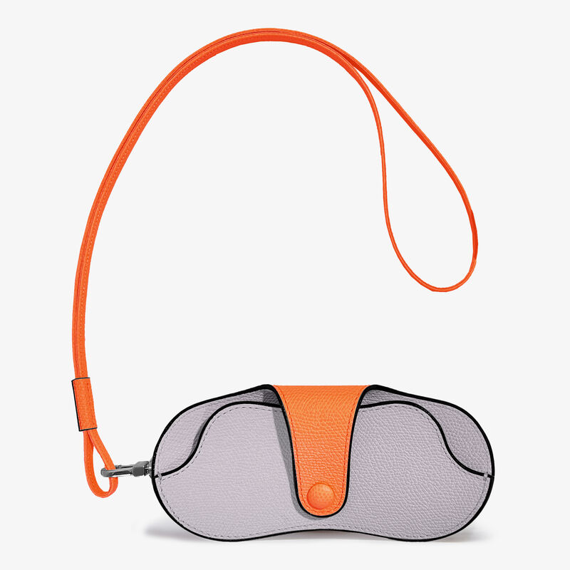 2 COLORS GLASSES HOLDER COLOR-BLOCK WITH STRAP CALF LEATHER VS PALLADIUM,GTAR,gallery