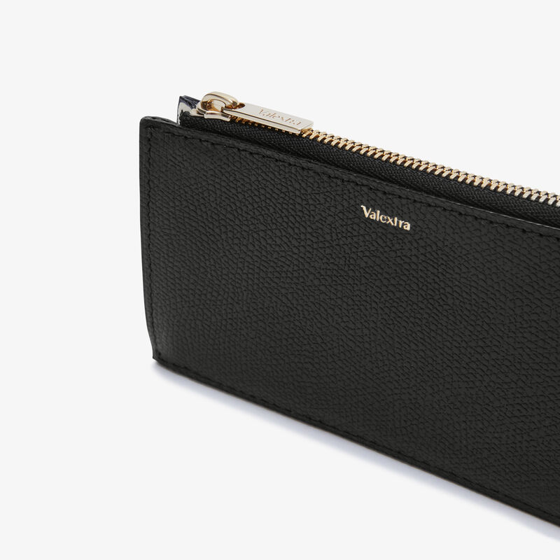 Card Holder 3CC with Zip - Pergamena White/Black - Millepunte calf leather - Valextra - 3