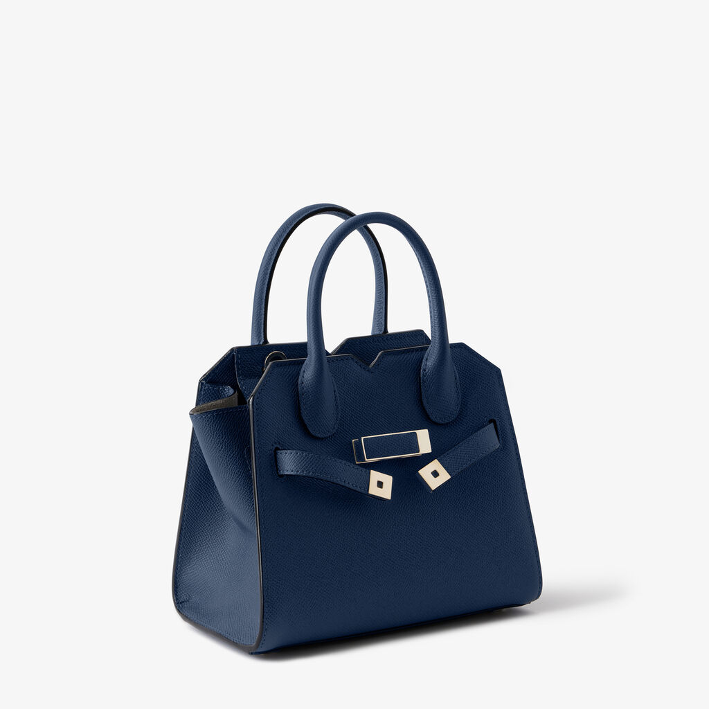 Milano Crossbody Micro Bag - Sapphire Blue - Vitello Millepunte Soft - Valextra - 4