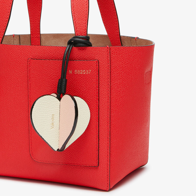 Heart Charm - Pergamena white/Bonne Mine Pink/Black - Millepunte calf leather - Valextra - 2