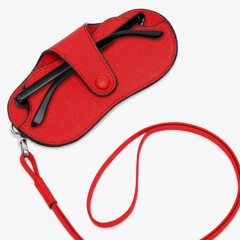 Glasses Case with Lanyard - Crimson Red - Millepunte calf leather - Valextra - 2