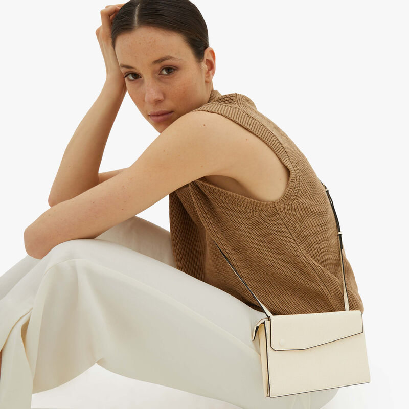Pocket Slim crossbody bag - Pergamena White - Millepunte calf leather - Valextra - 2