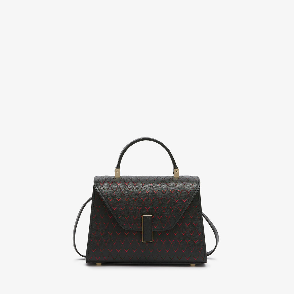 Iside Snake Crossbody Micro Bag - Black/Crimson Red - Vitello VS-Foratura a Contrasto - Valextra - 1