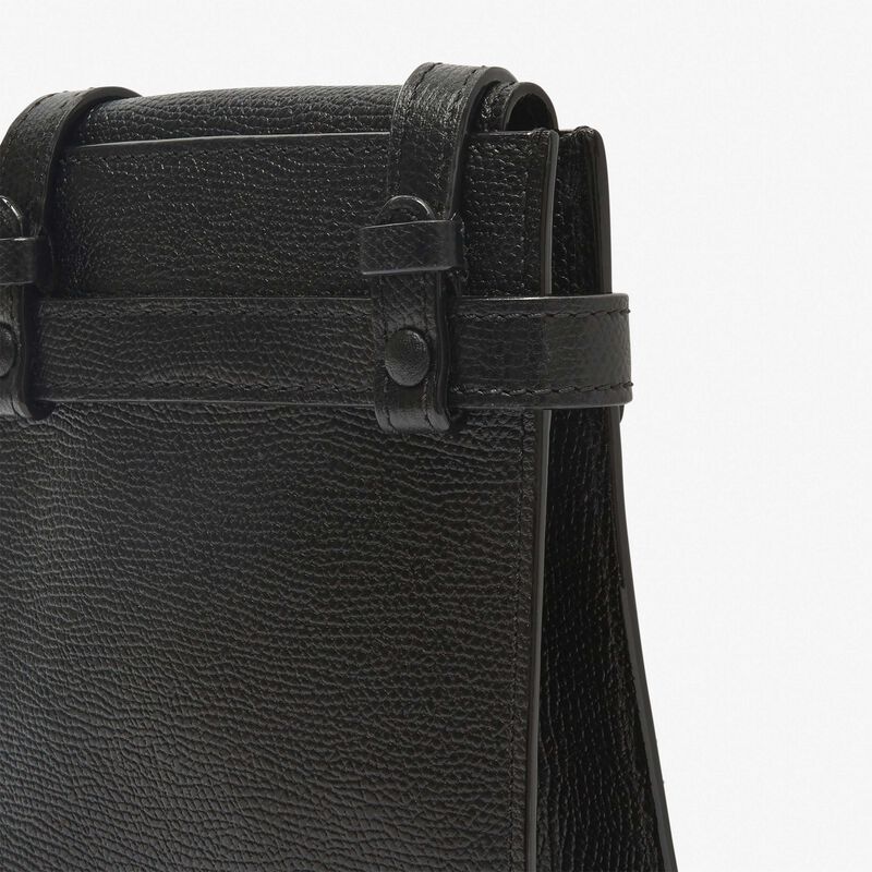 Brera B-Tracollina slim Crossbody micro bag - Black - Millepunte calf leather - Valextra - 5