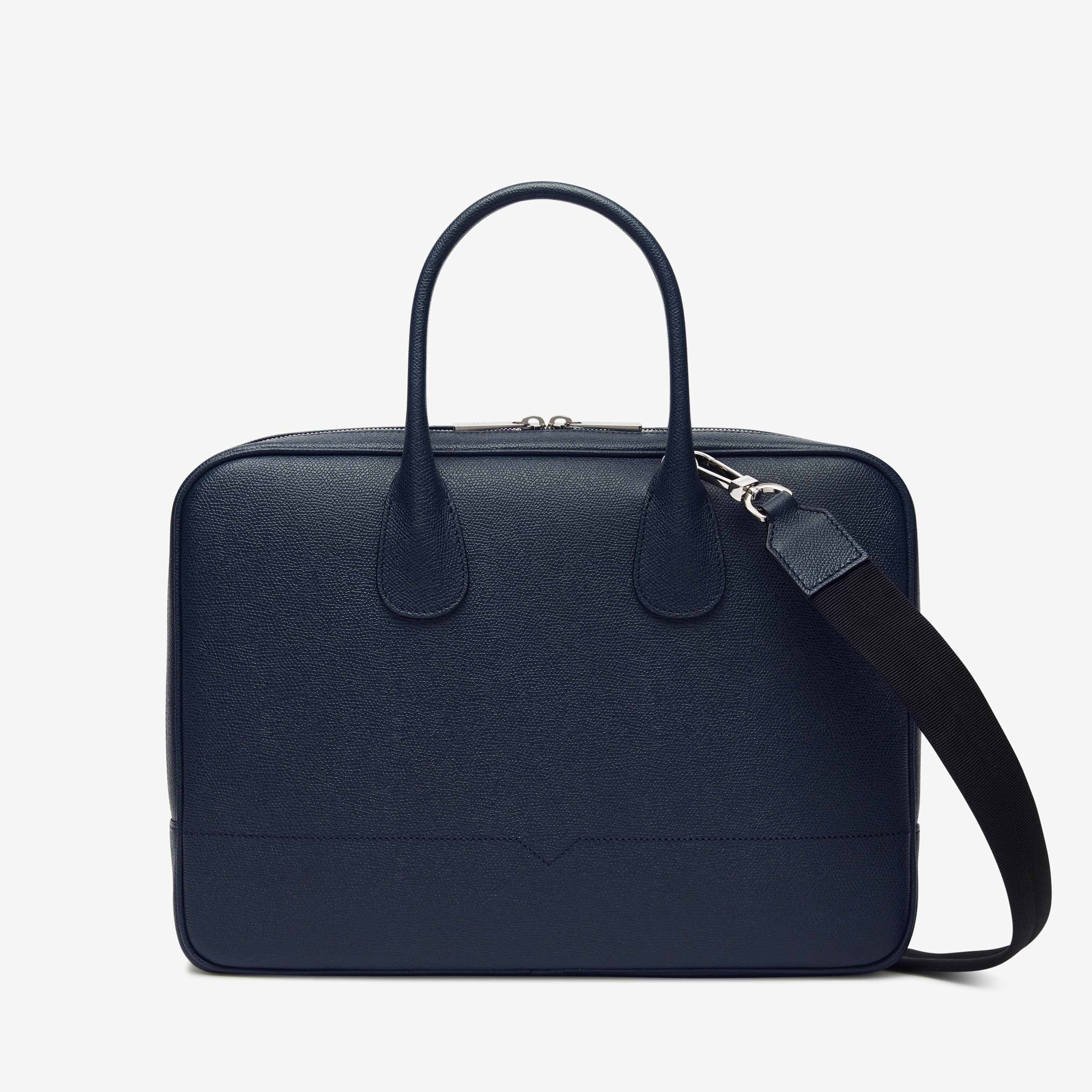 Men s Blue Luxury Leather Laptop Bag Valextra My Logo
