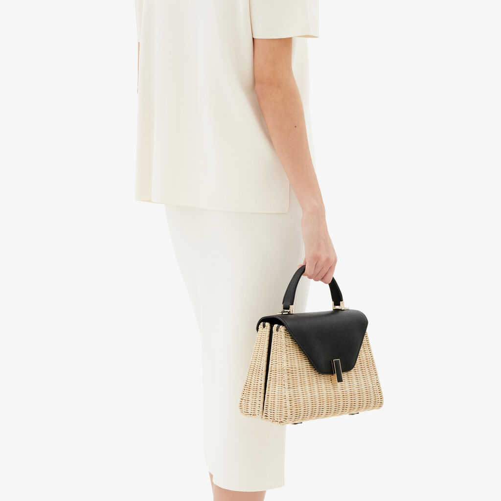 Iside Wicker Top Handle Medium Bag - Beige/Black - Midollino/Vitello VS - Valextra - 3