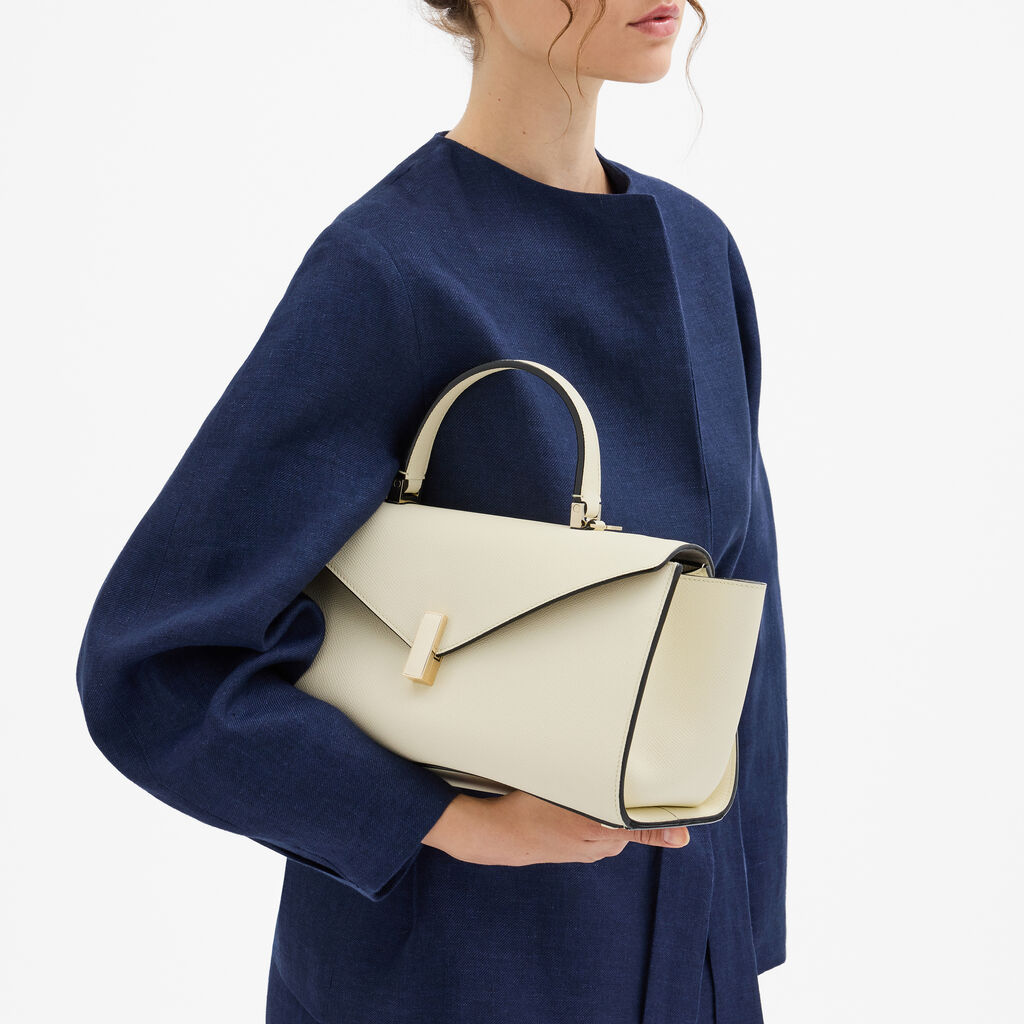 Iside Editor Top Handle Medium Bag - Pergamena White - Millepunte Soft calf leather - Valextra - 2