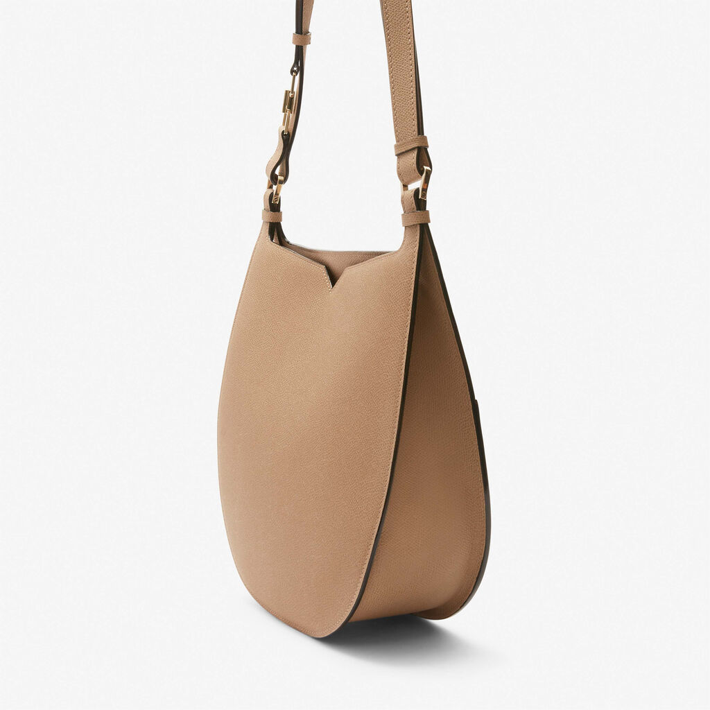 Hobo Weekend Medium Bag - Cashmere Beige - Vitello VS - Valextra - 5