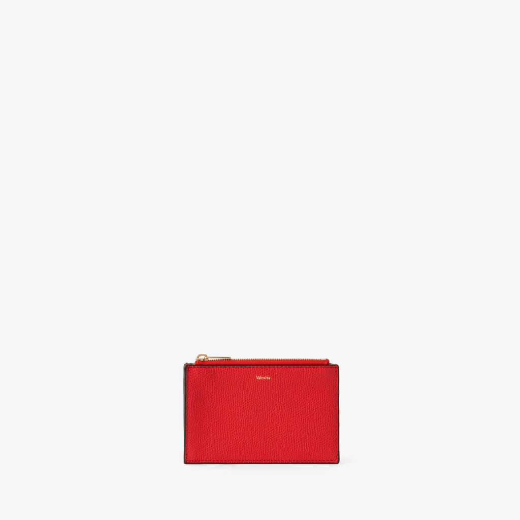 Card Holder 3CC with Zip - Crimson Red - Vitello VS - Valextra - 4