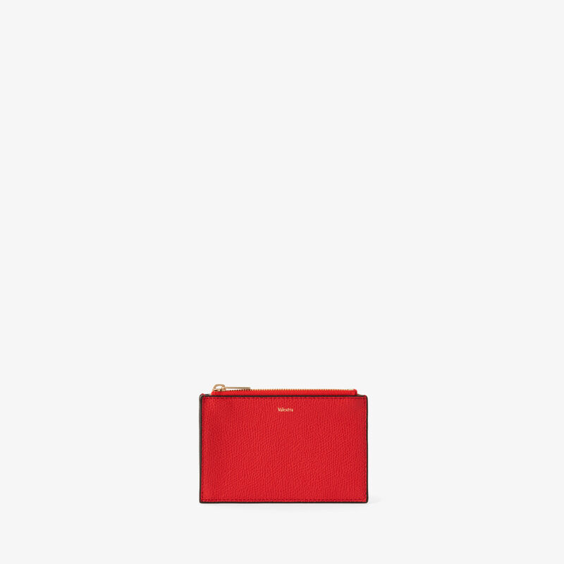 Card Holder 3CC with Zip - Crimson Red - Millepunte calf leather - Valextra - 4