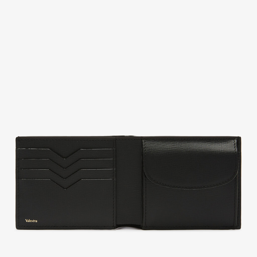 Wallet 4Cc With Coin Holder - Black - Cuoio VL - Valextra - 4