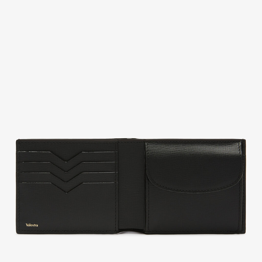 Portafoglio Bifold 4 Carte Di Credito Con Portamonete - Nero - Cuoio VL - Valextra - 4