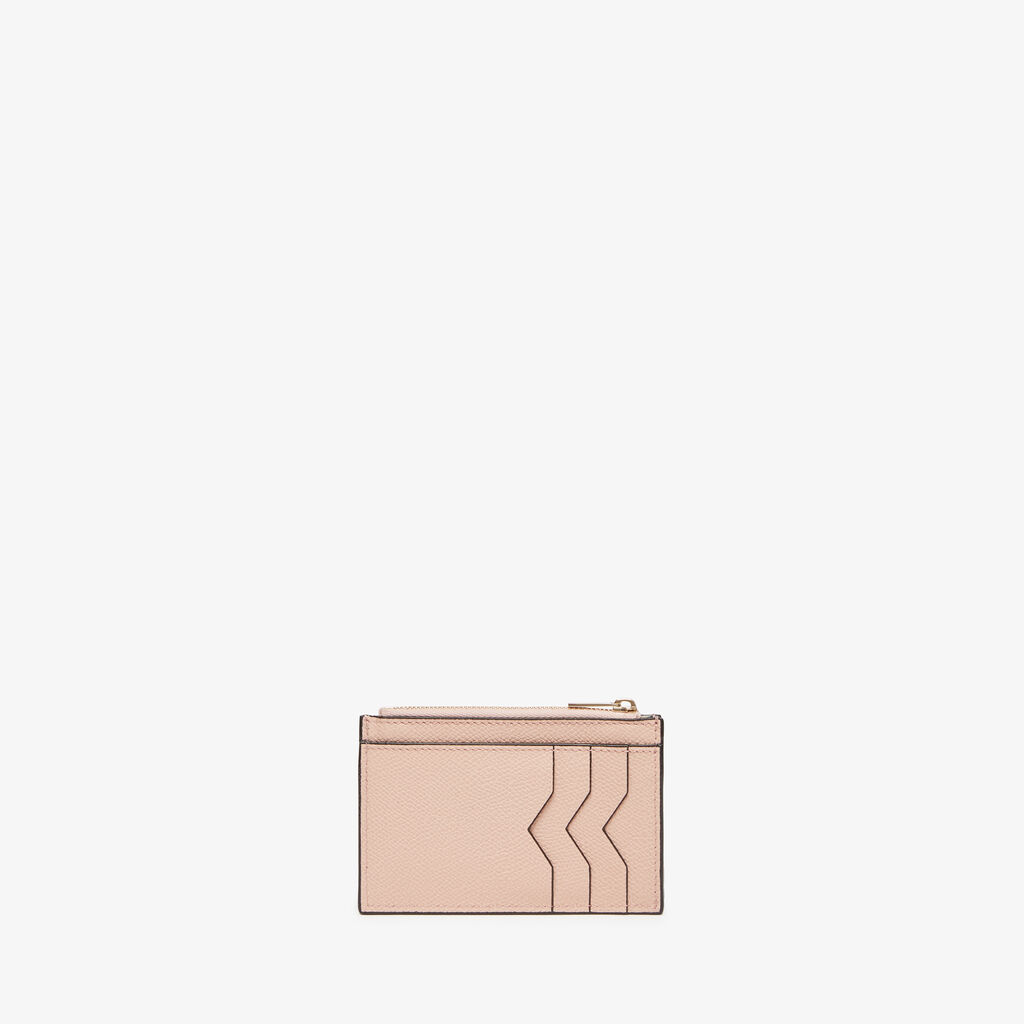 Card Holder 3CC with Zip - Bonne Mine Pink - Vitello VS - Valextra - 1