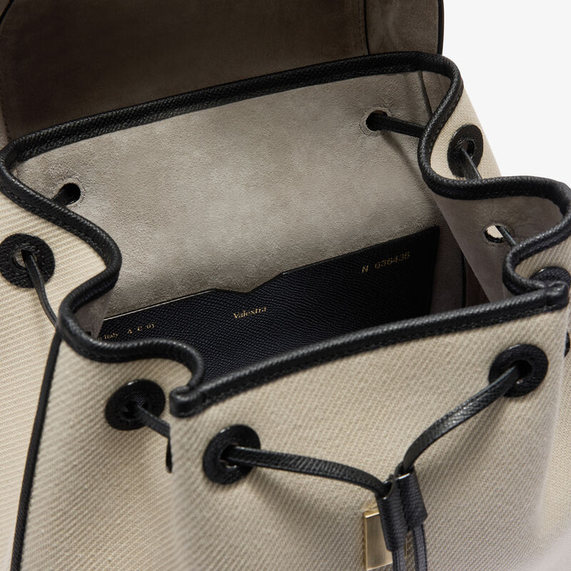 Iside Textured Canvas Backpack Medium -  - Canvas Eutolbat/Vitello Millepunte Soft - Valextra - 5
