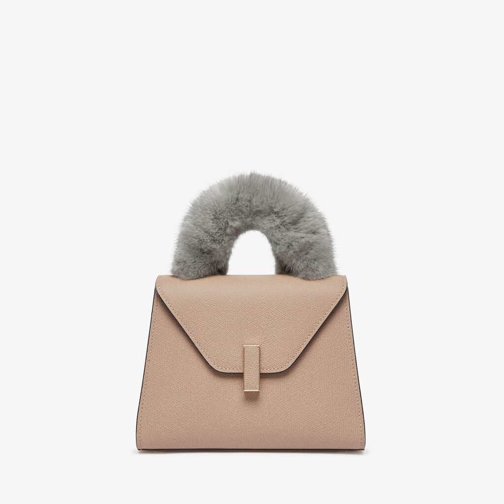 Fur Handle - Cement Grey - Vitello+Visone - Valextra - 2