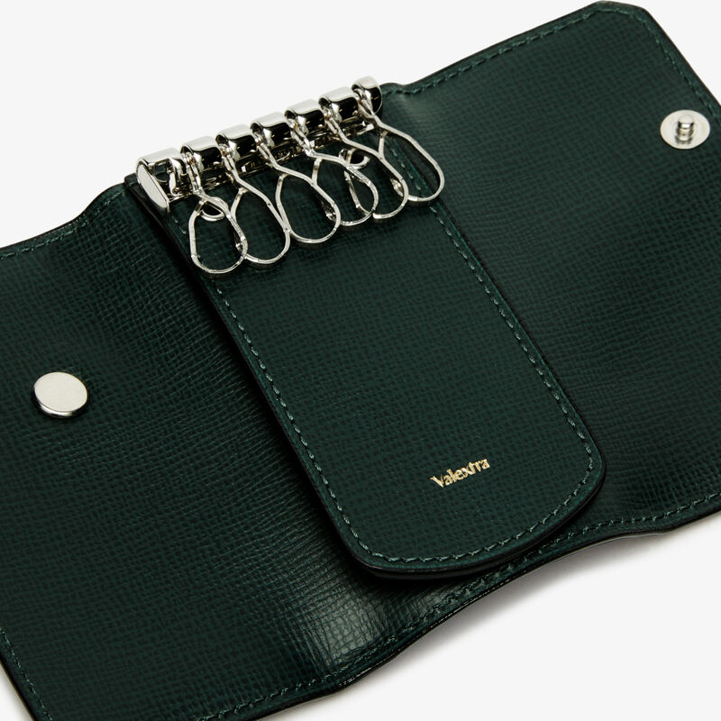 Key Holder 6 Hooks With Button - Valextra Green - Pavè calf leather - Valextra - 2