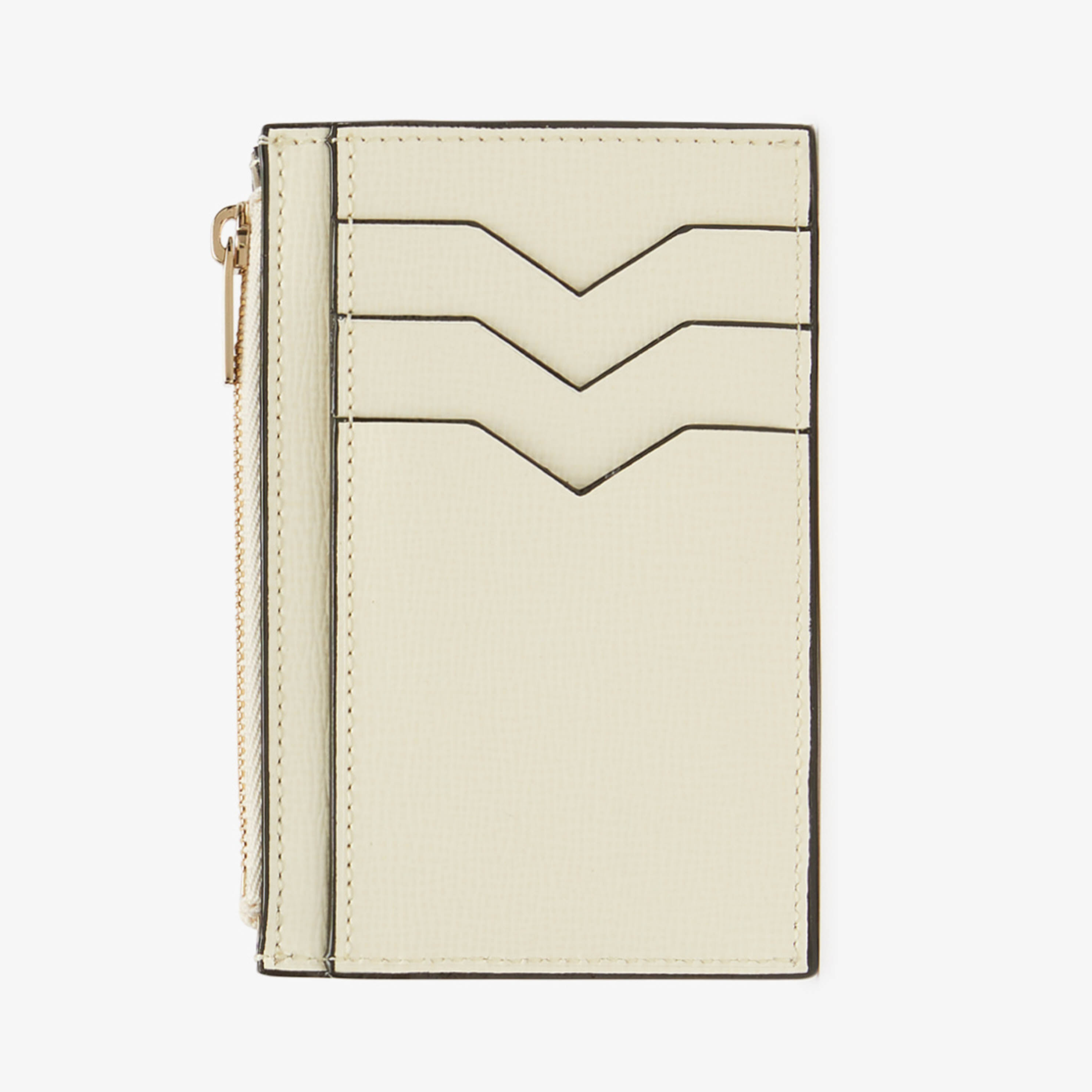 Women's White Leather Luxury Card Holder with Zip | Valextra