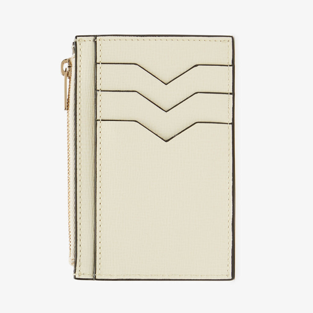 Card Holder 3CC with Zip - Pergamena White - Pavè calf leather - Valextra - 5