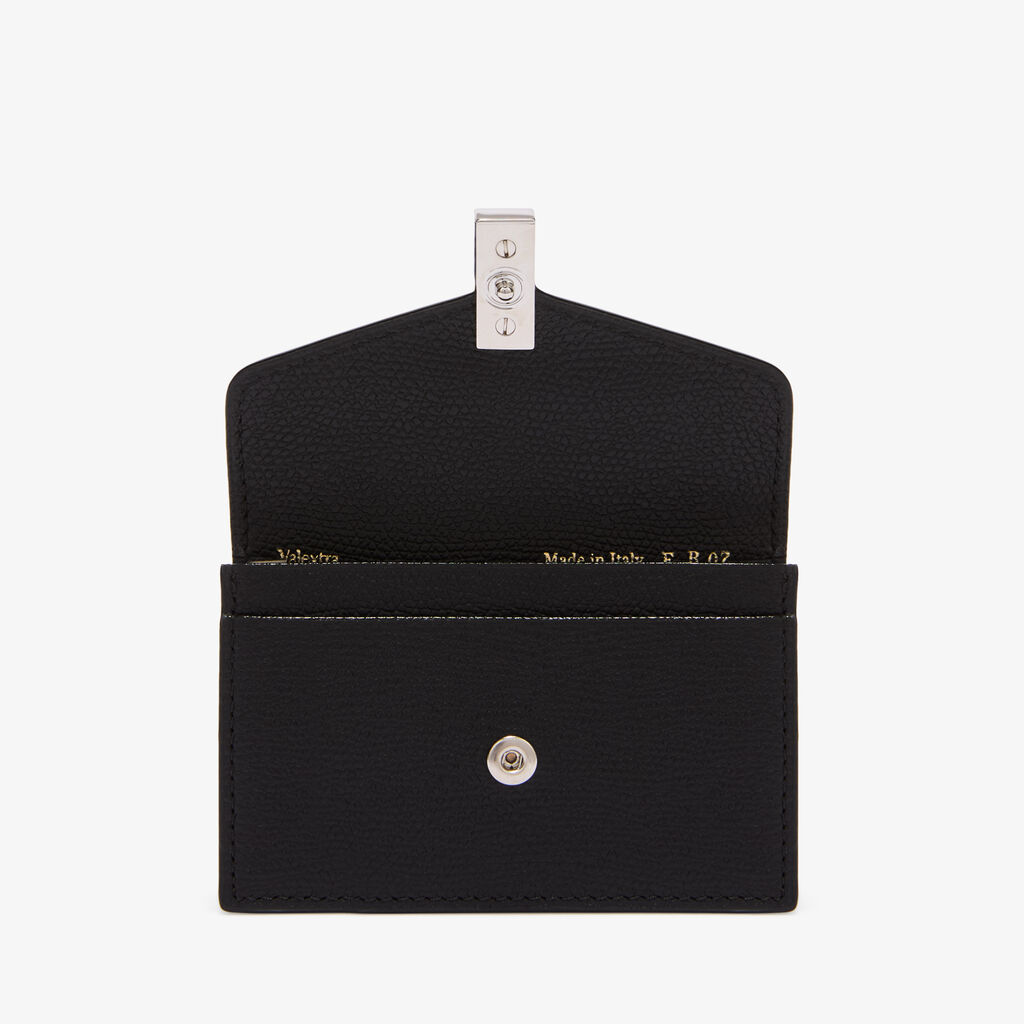 Iside Card Holder - Black - Millepunte calf leather - Valextra - 4