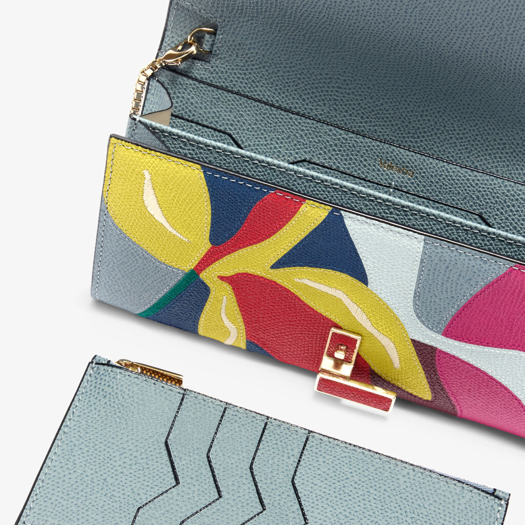 Iside continental Lily purse with chain -  - Vitello VS-Intarsio+Ricamo Giglio - Valextra - 3