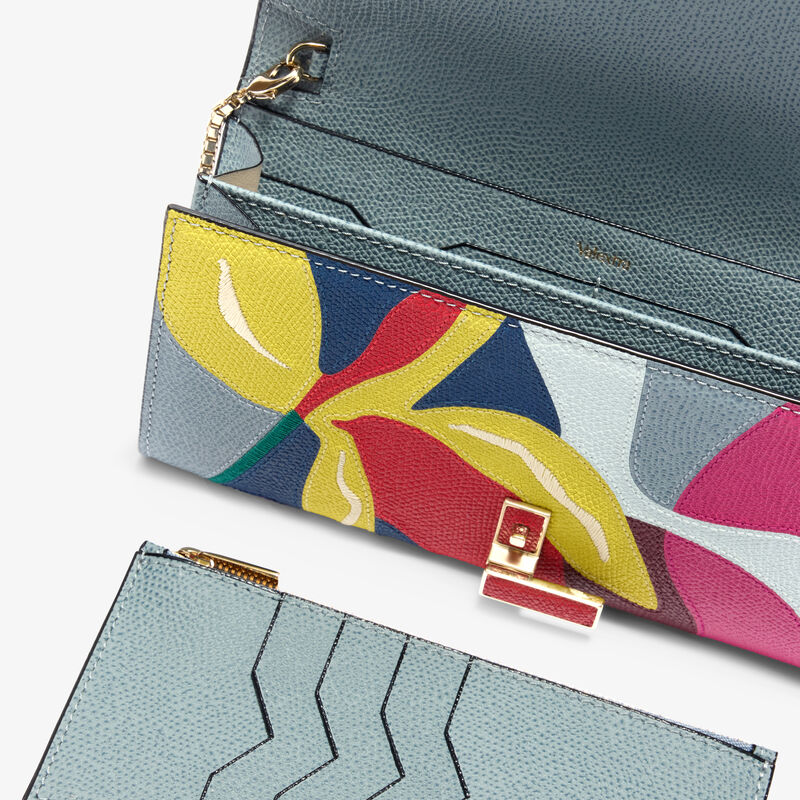 Iside continental Lily purse with chain -  - Vitello VS-Intarsio+Ricamo Giglio - Valextra - 3