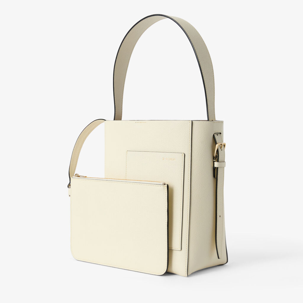 Soft Bucket Mini Bag - Pergamena White - Vitello VS - Valextra - 2