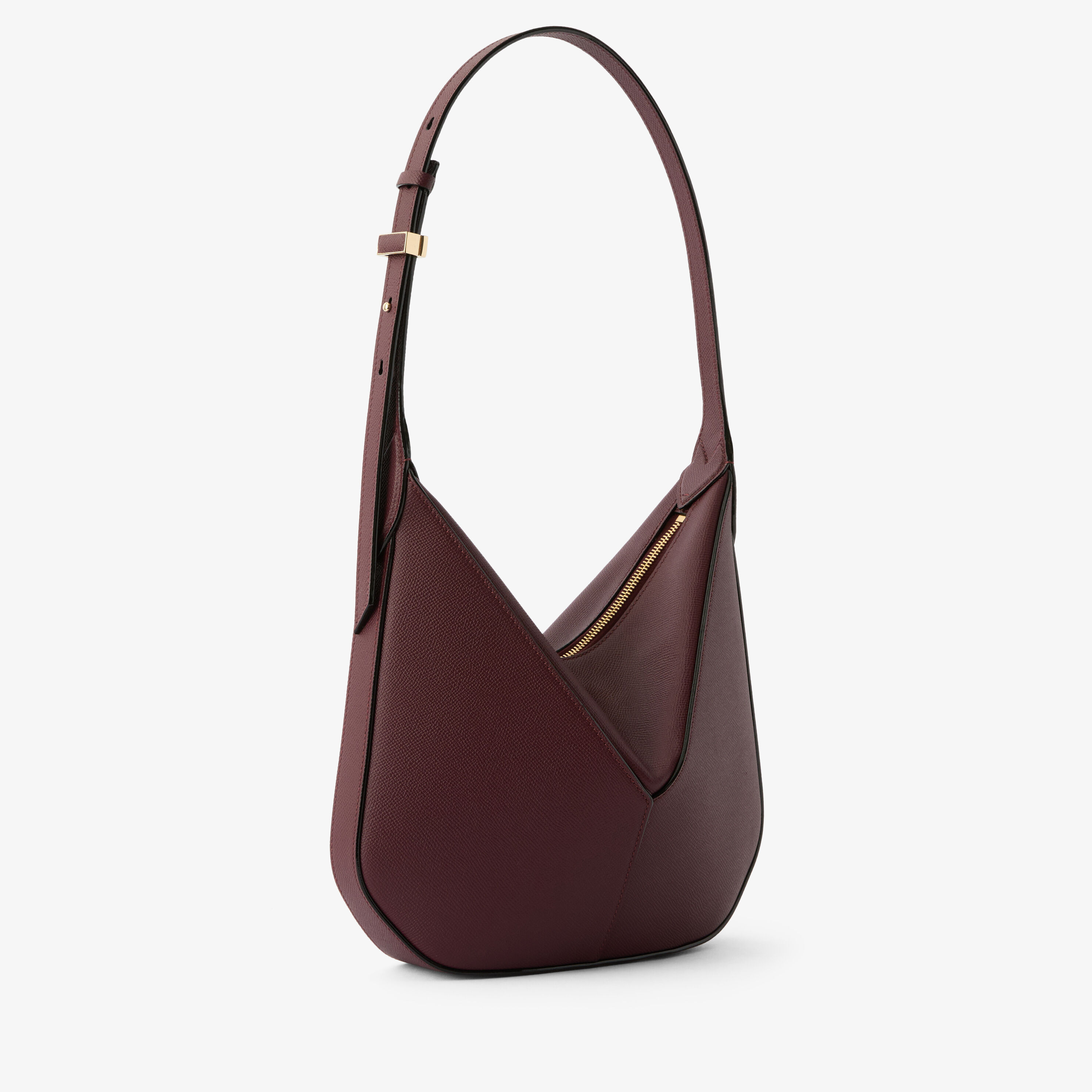 Women's Red Luxury Grained Leather Hobo Mini Bag | Valextra Vivi