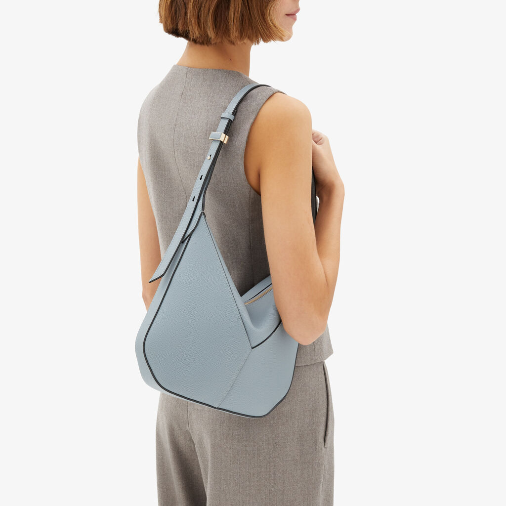 Vivi Hobo Mini Bag - Niagara Blue - Vitello Millepunte Soft - Valextra - 2