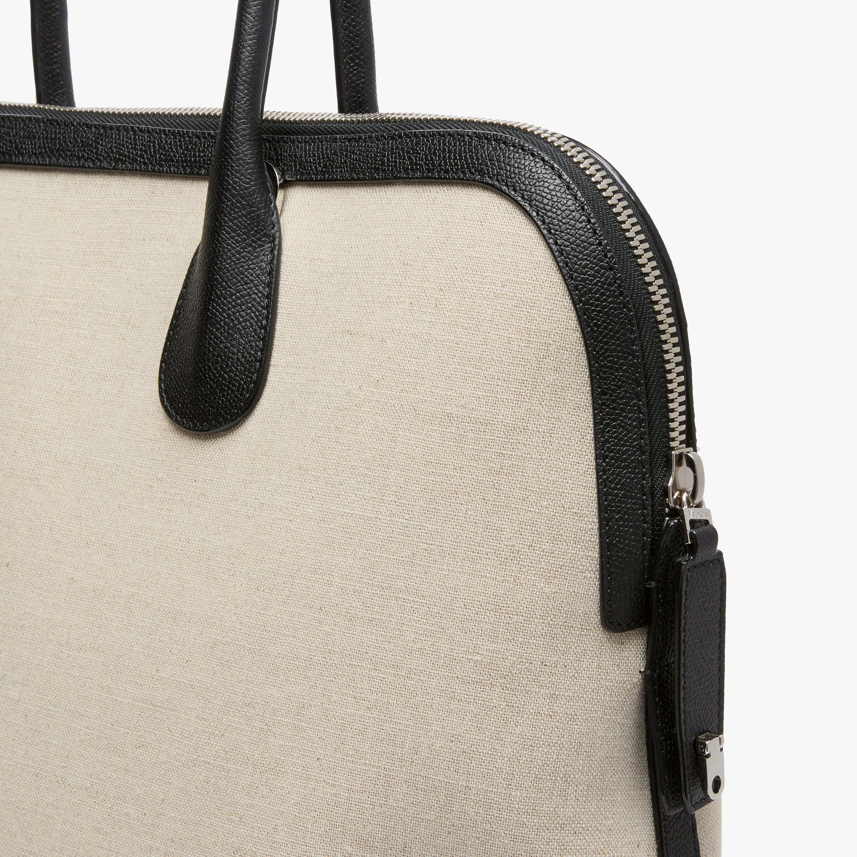 Men's Beige & Black Luxury Canvas bowling bag | Valextra My Logo
