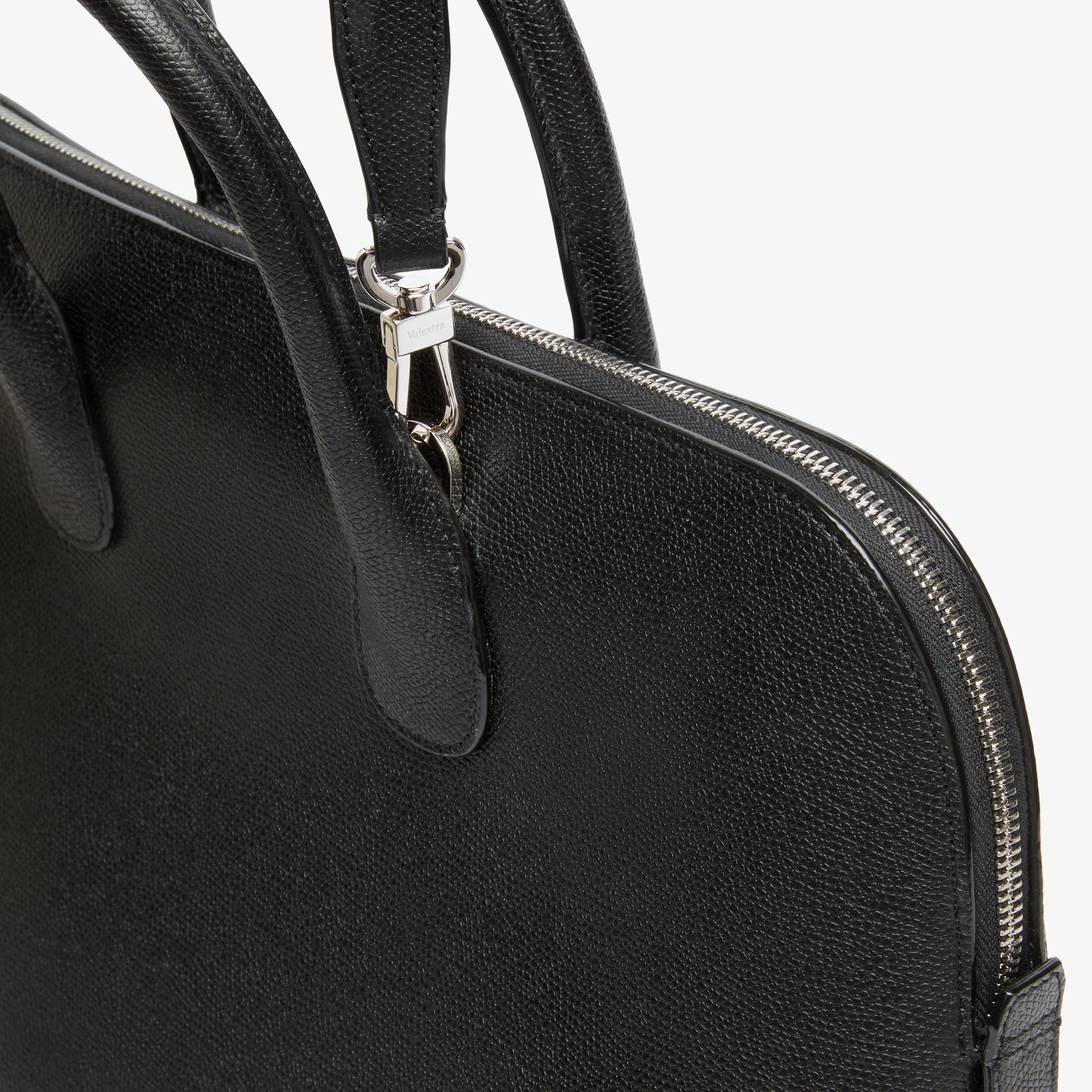 Women's Luxury Black Leather Bowling Medium Bag | Valextra My Logo