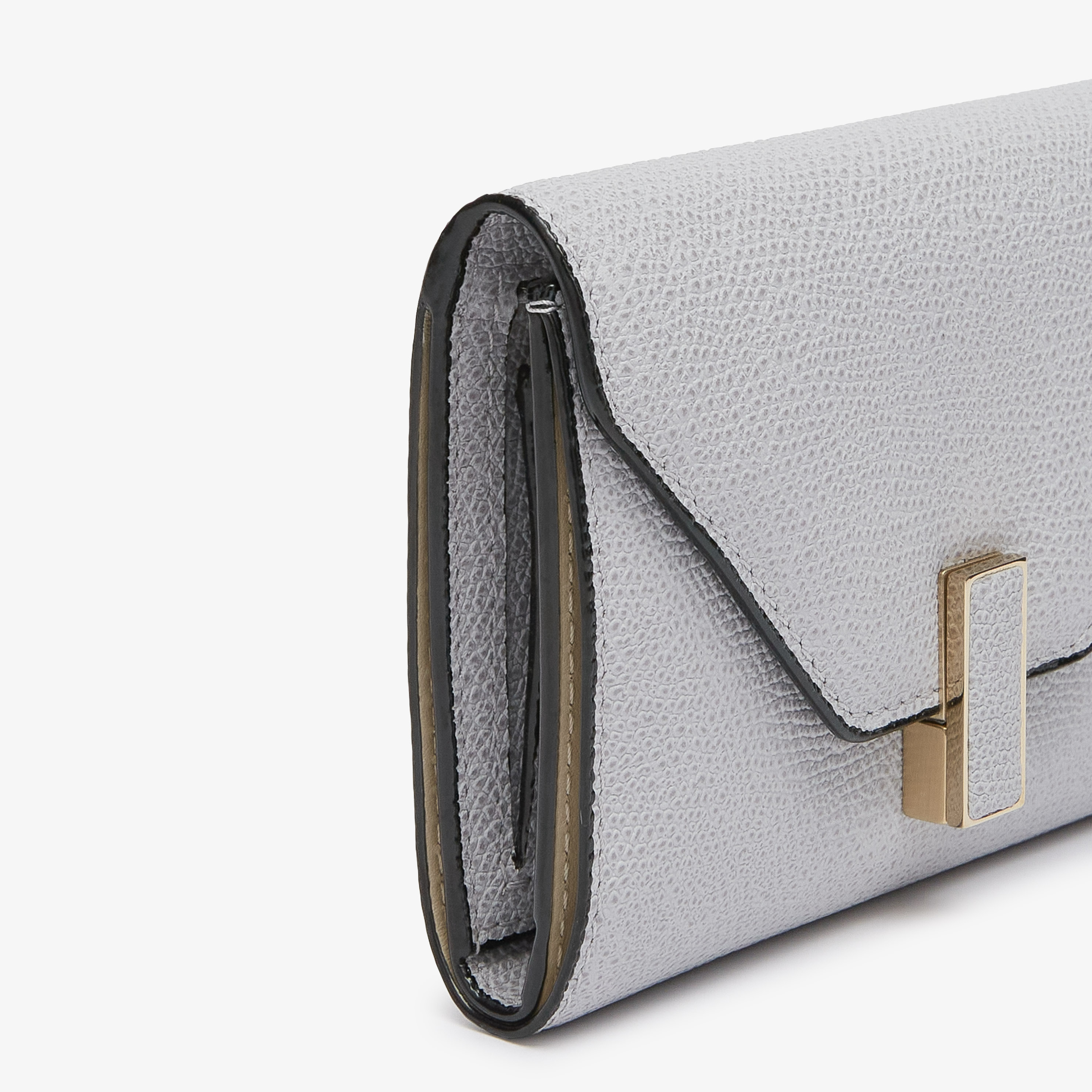 Pebble Gray Luxury Grained Leather small wallet | Valextra Iside