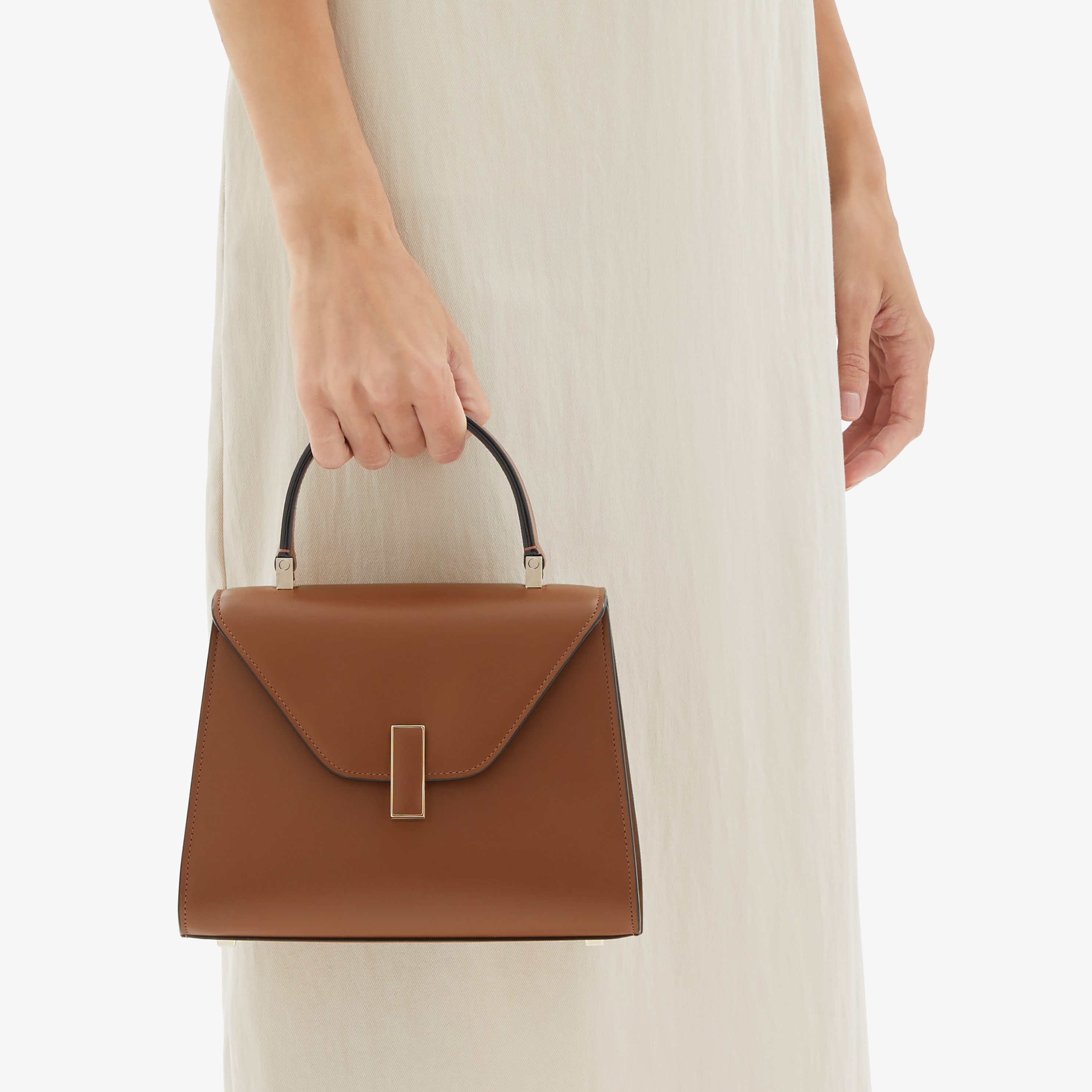 Women's Brown Leather Luxury top handle Mini bag | Valextra Iside