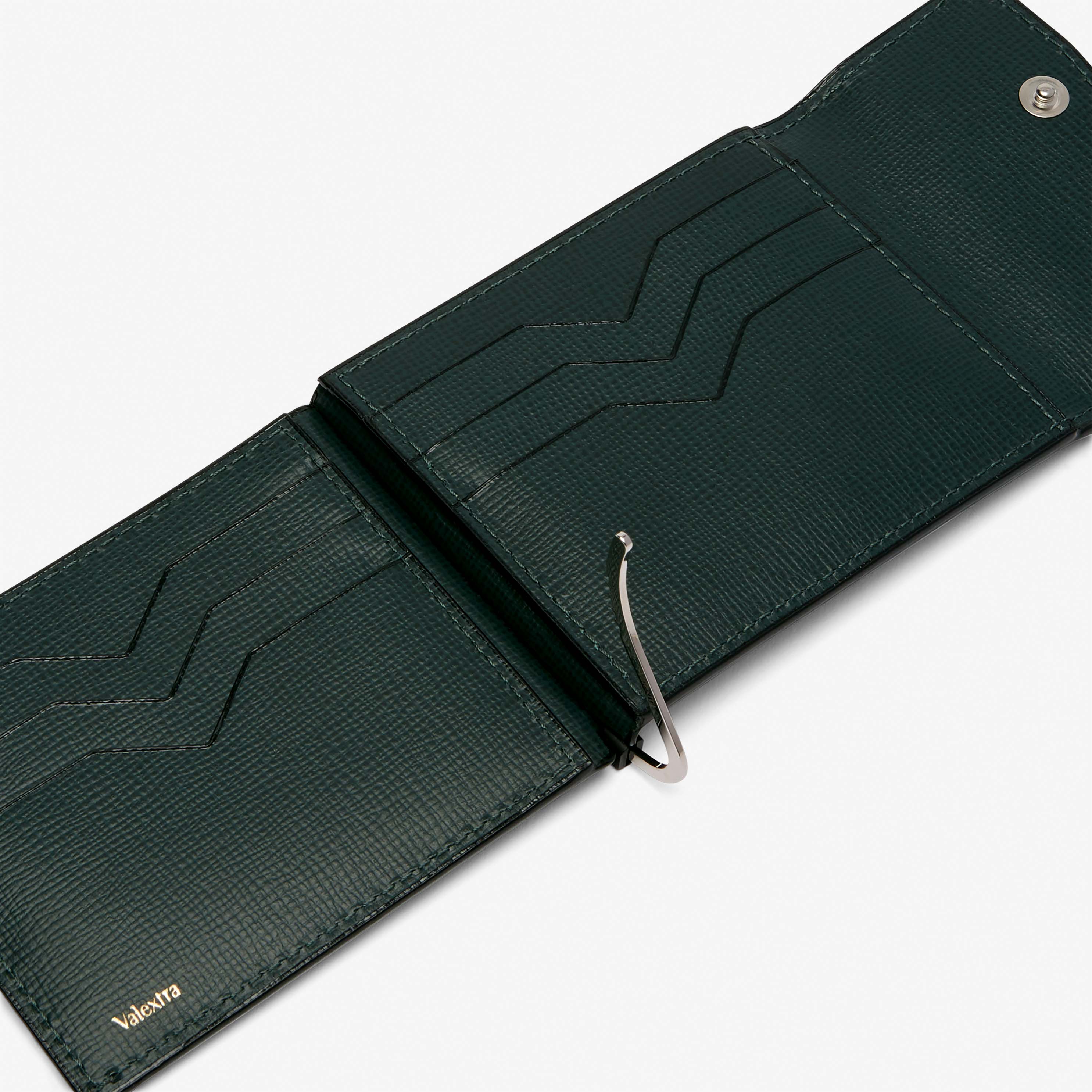 Green Leather money clip elegant wallet | Valextra