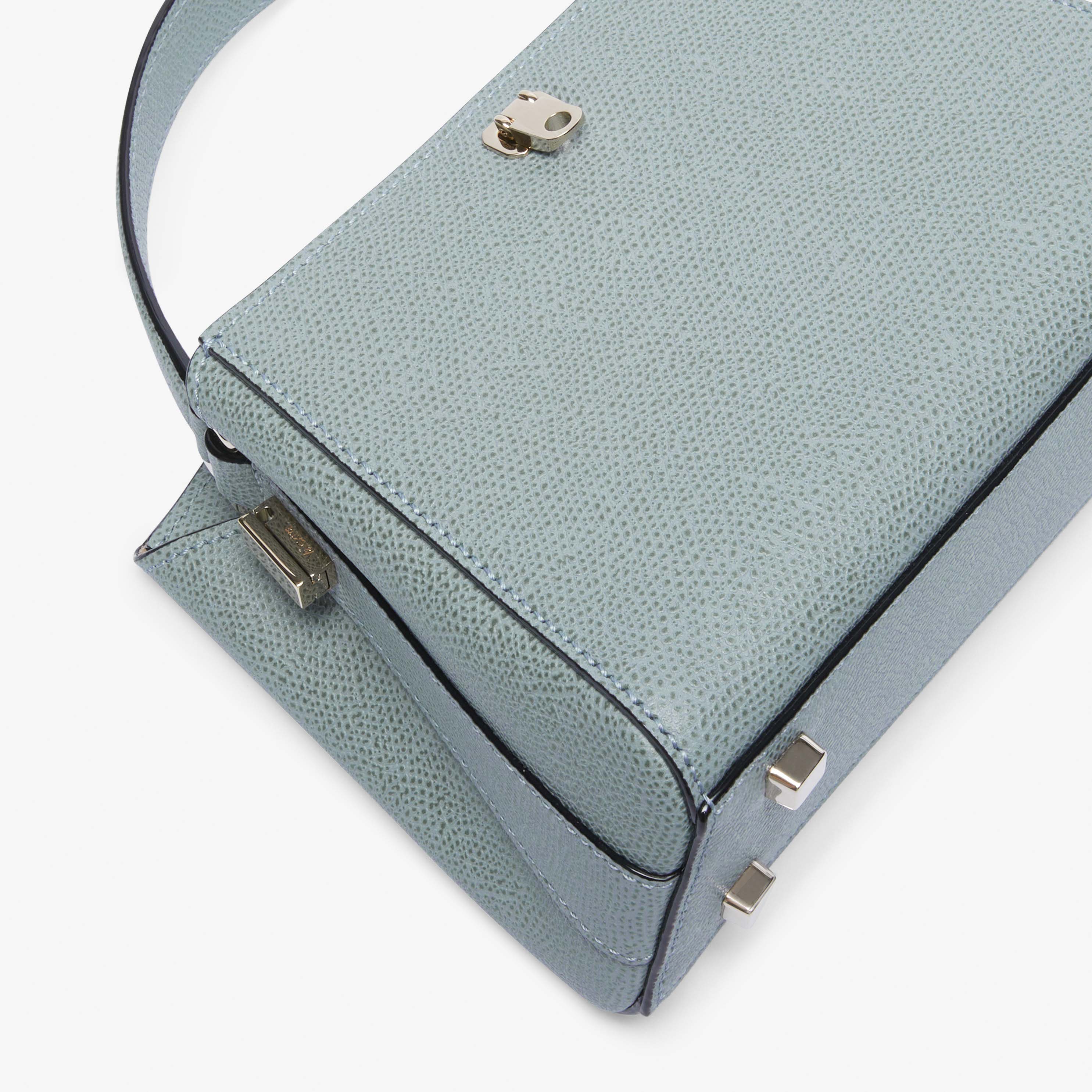 Blue Leather Micro top handle bag | Valextra Brera