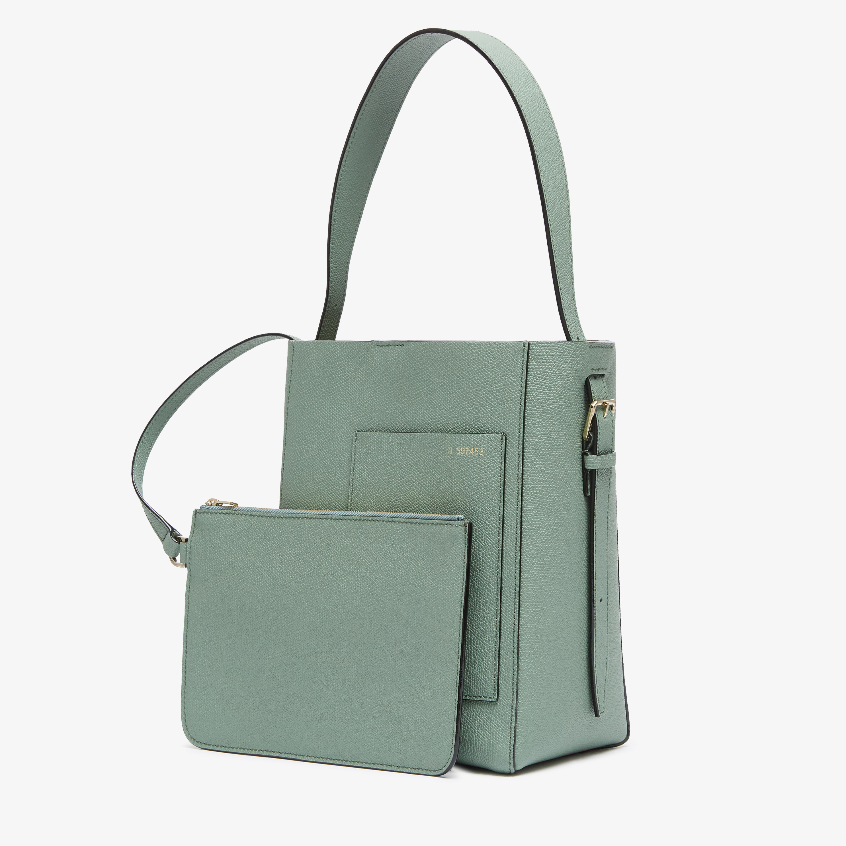 Women's Green Grained Leather Luxury bucket mini bag | Valextra Soft