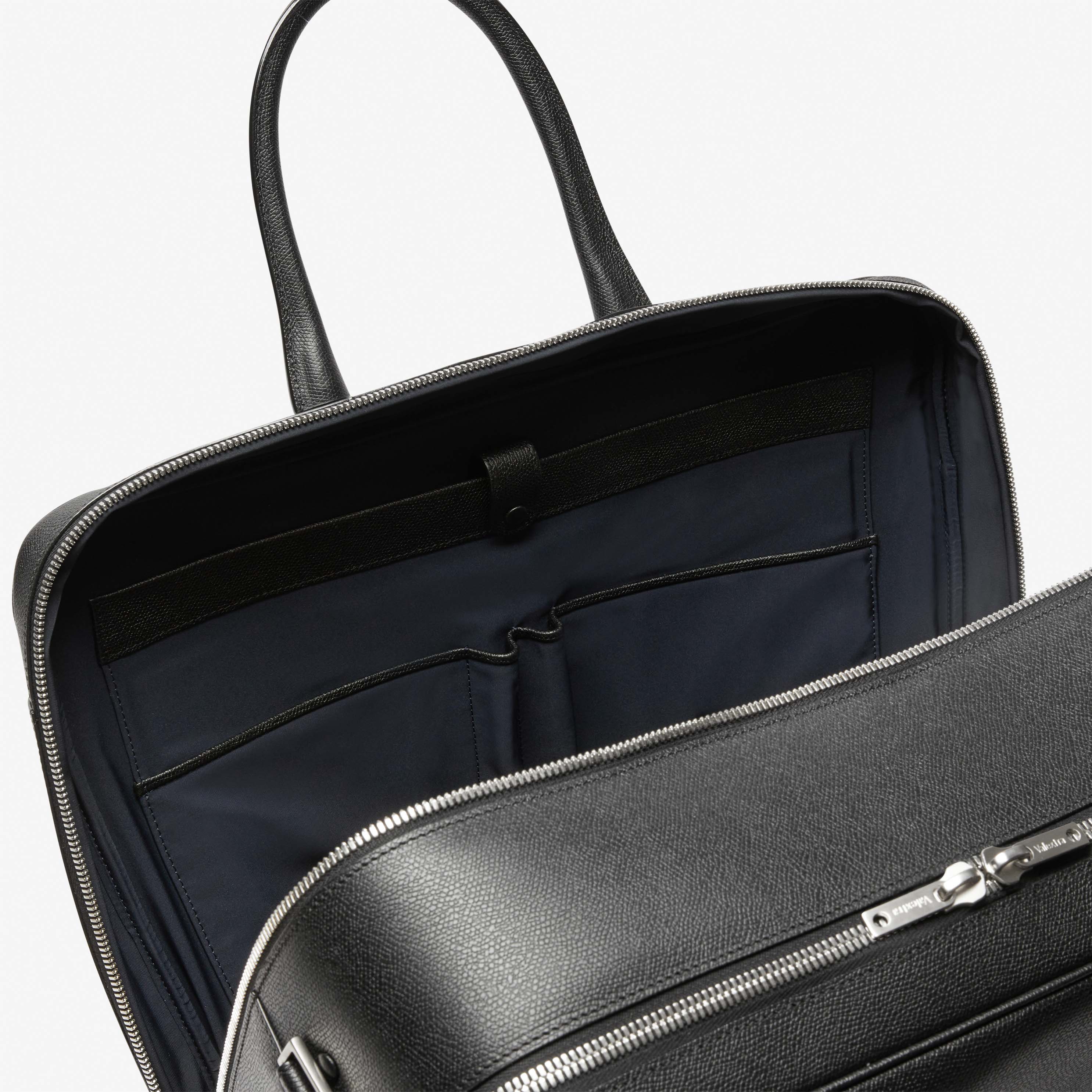 Valextra Avietta: Black Leather Large business bag