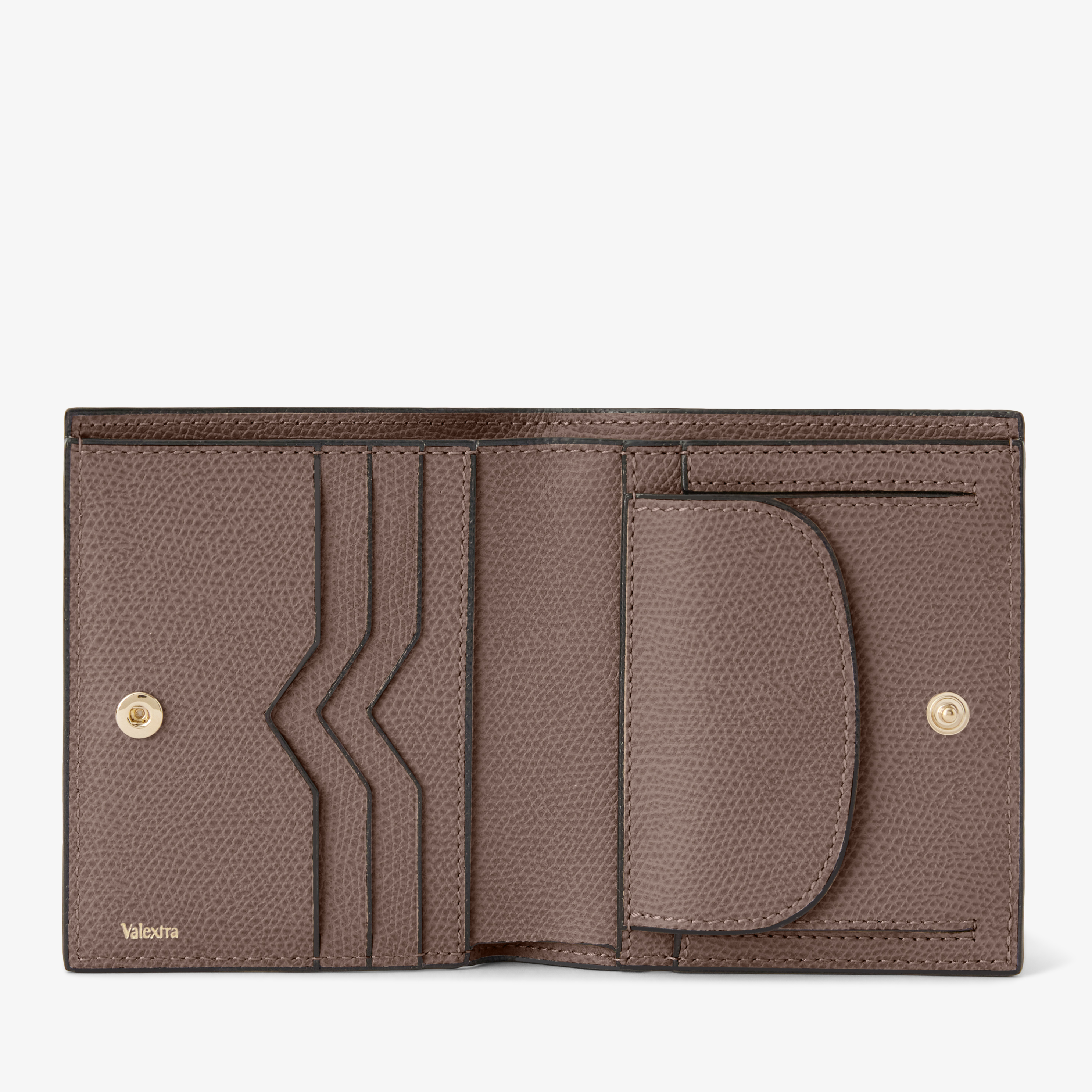 Beige Leather Luxury Compact Wallet with Coin Purse | Valextra