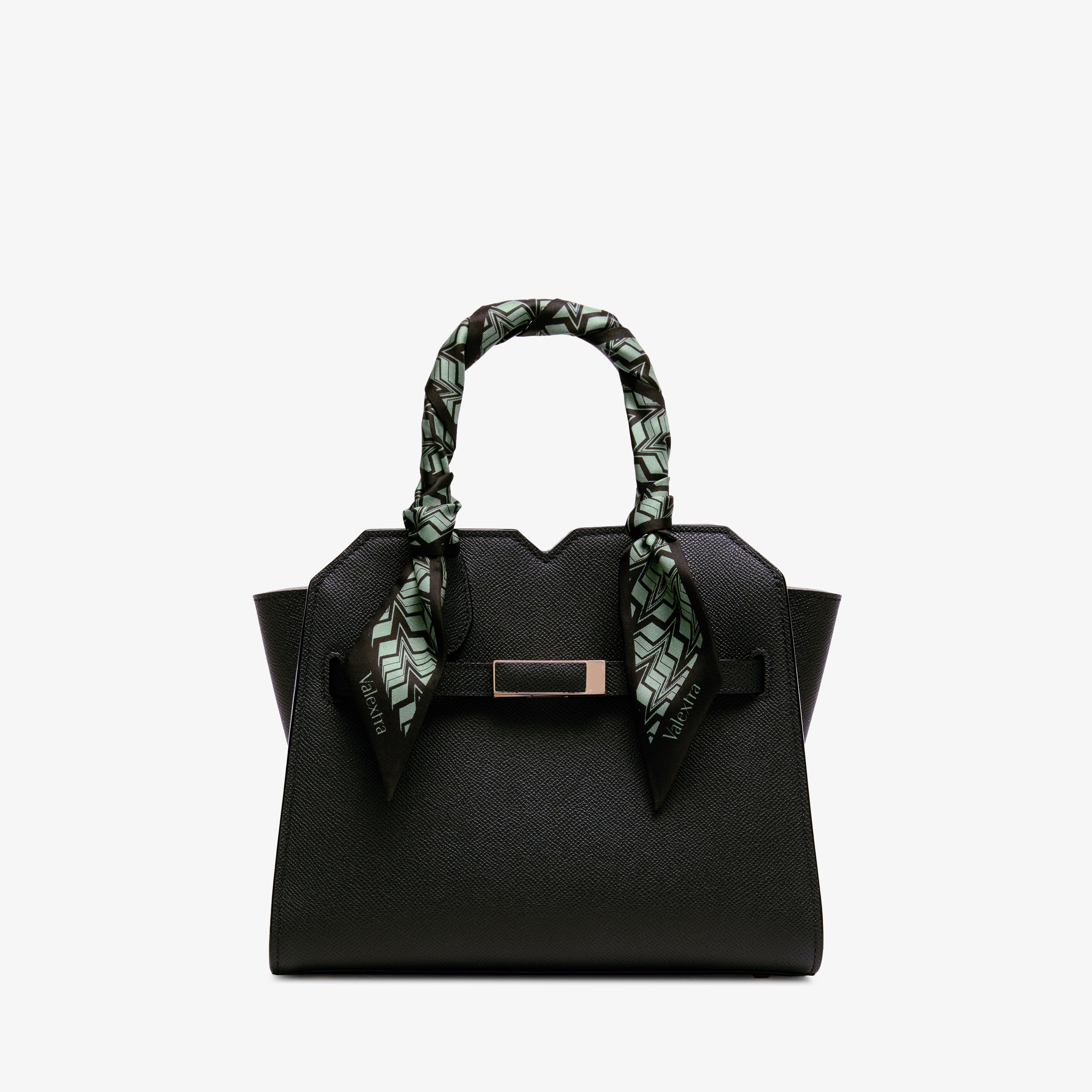 Luxury Black & Green Silk Band for Bags | Valextra