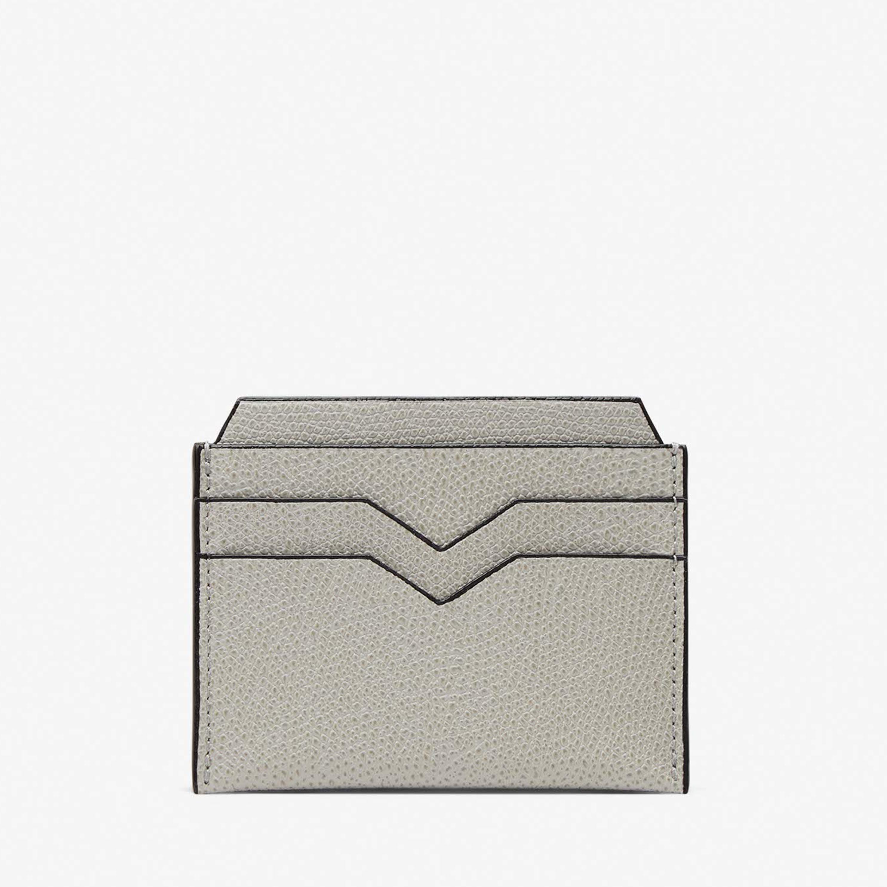Light Gray Leather Compact credit card holder | Valextra
