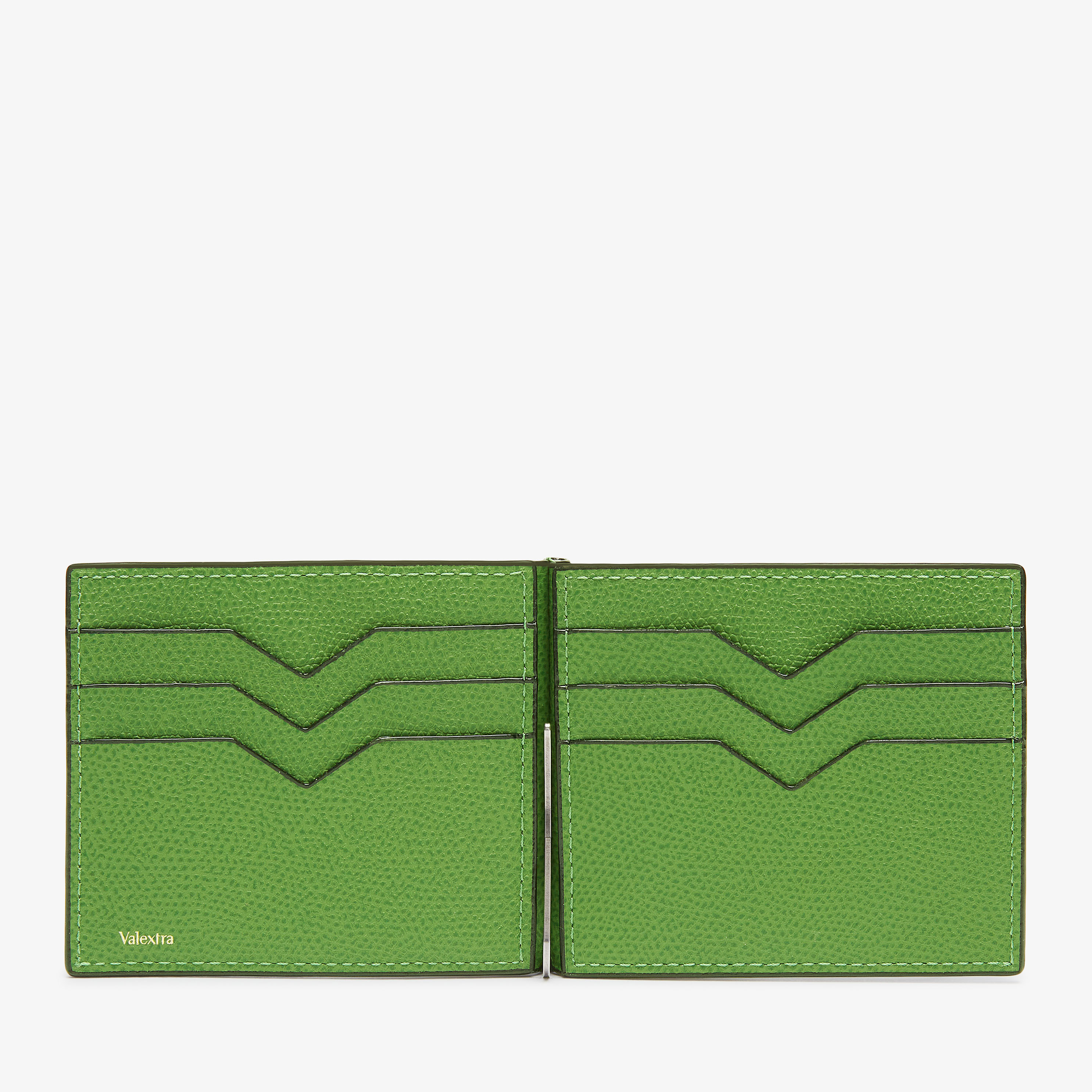 美品 Valextra 二つ折り 財布 グリーン 小銭入れ レザー 4カード 緑 Green Leather Money clip Wallet | Valextra collections