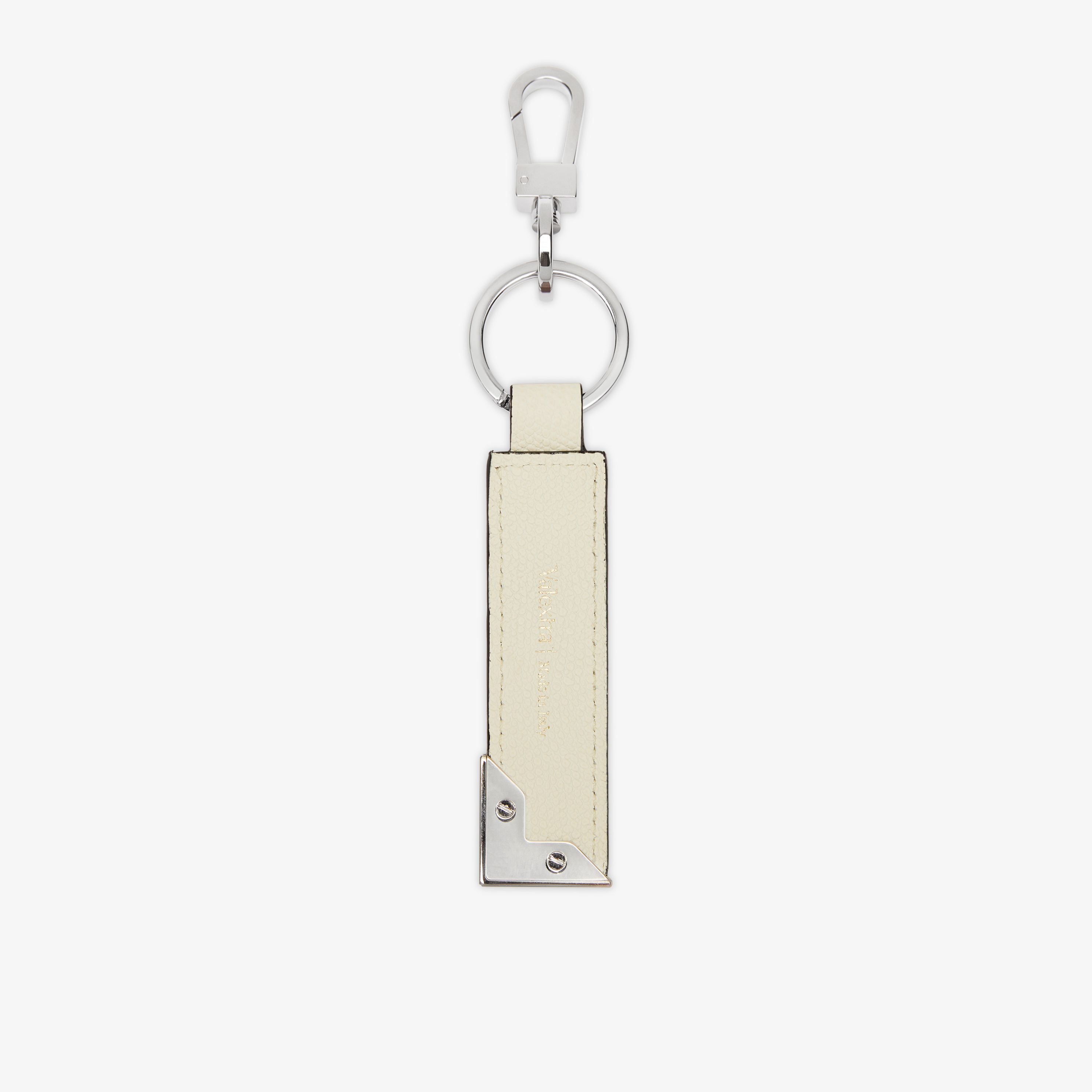 Women's White Leather key holder with metal corner | Valextra
