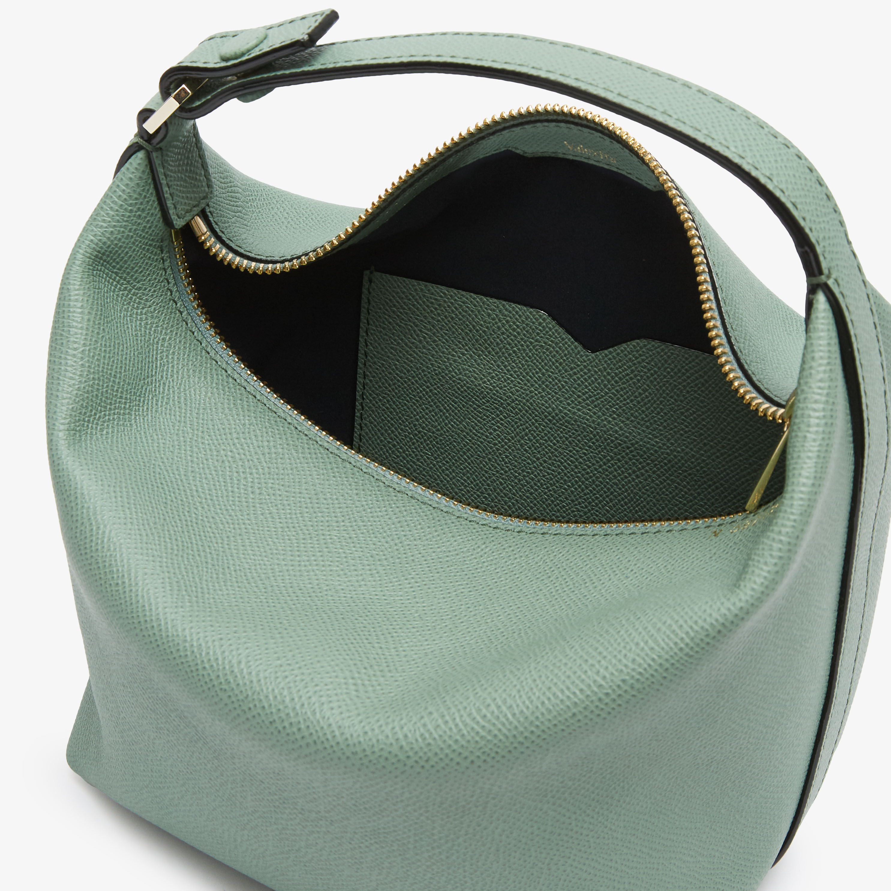 【24AW NEW】Valextra_women / Mochi ソフトポーチバッグ / 2色 Women's Green Leather Luxury mochi top handle mini bag