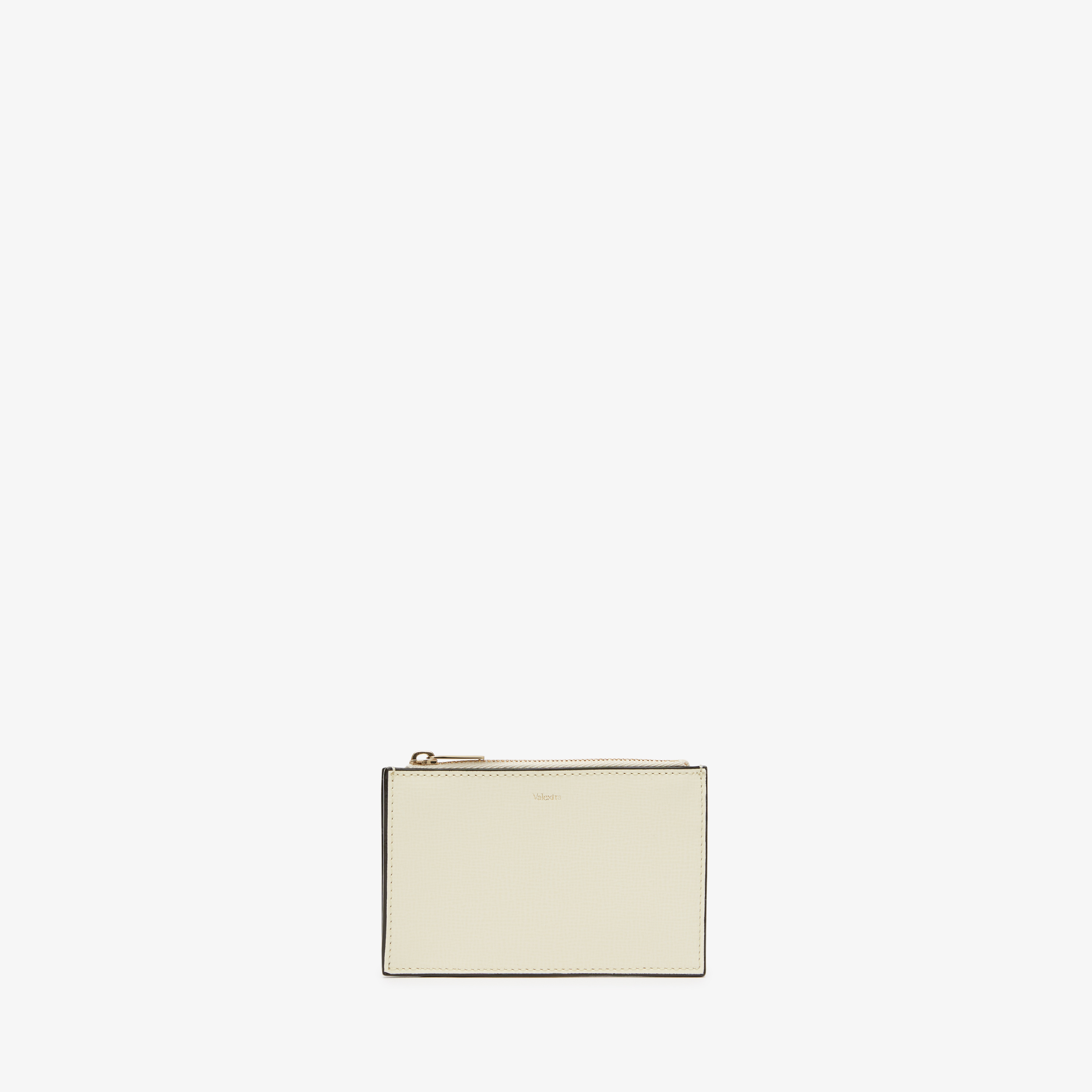 Women's White Leather Luxury Card Holder with Zip | Valextra