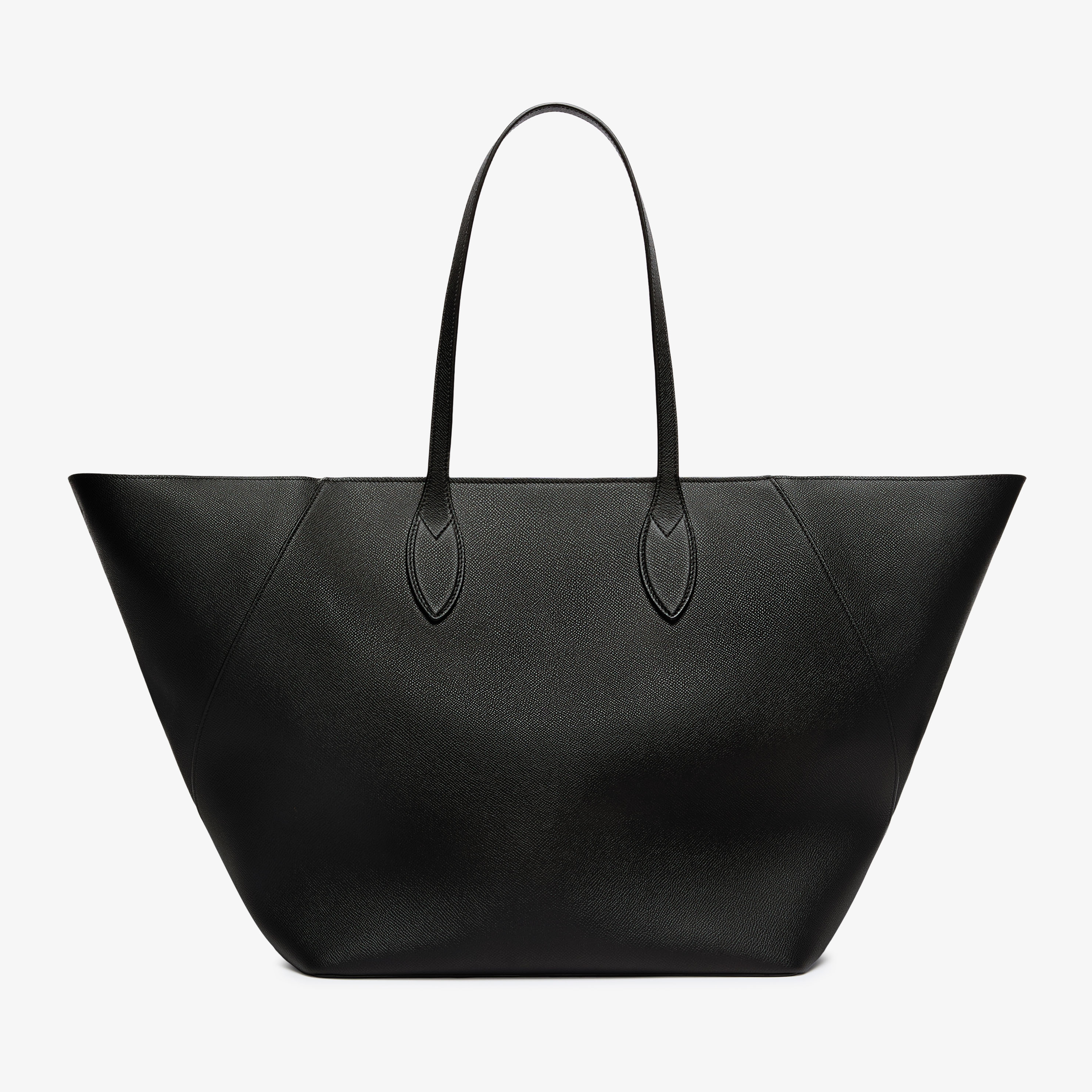 Women's Black Luxury Leather Shopping Large Bag | Valextra Vivi